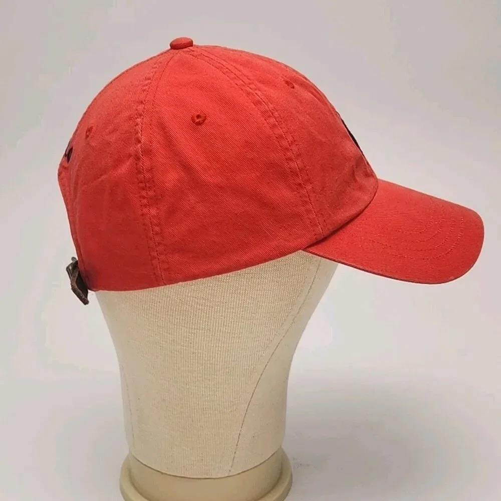 Polo Ralph Lauren Hat Cap Red Adjustable Leather Strap Cotton One Size Vintage